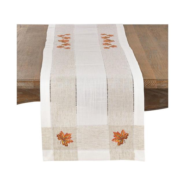 Saro Lifestyle Autumn Design Poly and Linen Blend Runner