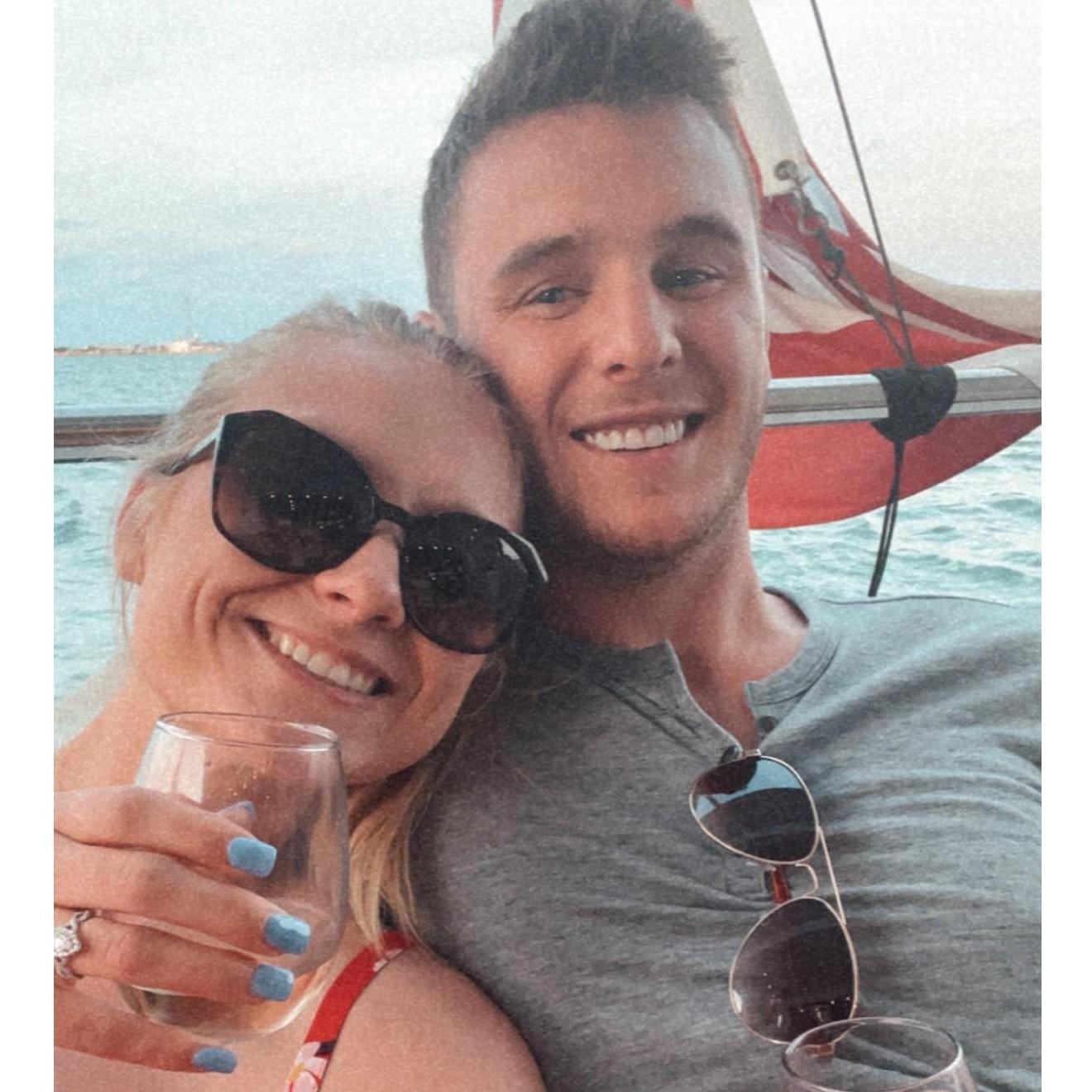 Catamaran ride in Florida on our engagement trip - started off beautiful, ended with Britney getting slapped in the face with a sail rope, ask us about that experience! Ha!