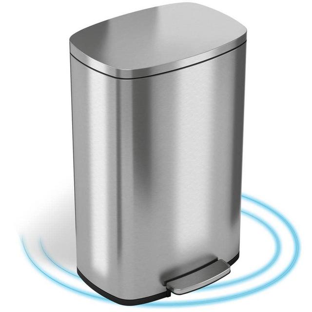 SoftStep 13.2 Gal. Stainless Steel Step Trash Can with Inner Bucket for Office and Kitchen
