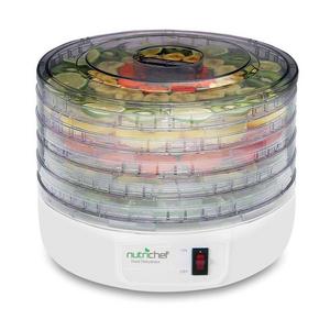 NutriChef PKFD12 Kitchen Electric Countertop Food Dehydrator, Food Preserver with 5 Stackable Trays , White