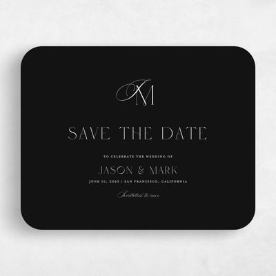 Black Rounded Wedding Save the Date - Galiena Landscape
