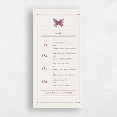Deep Magenta, Pink Wedding Menu - Chetumal