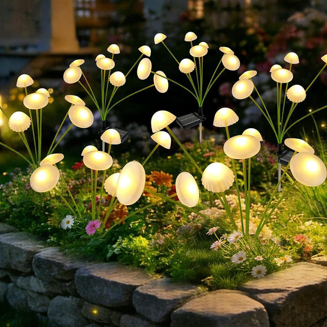 SEEWELUMI Solar Garden Lights Outdoor, 6Pack Solar Lights Garden Decor, Swaying Mushroom Lights Waterproof for Yard, Patio,Pathway Decoration,Gifts for Women,Mom(Warm White)