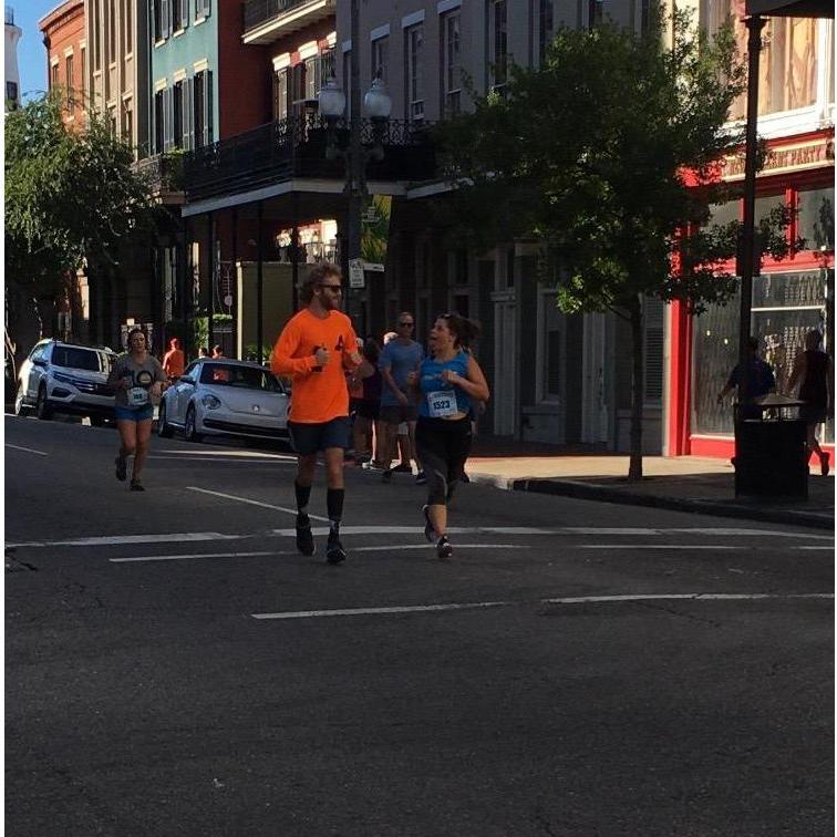 Kara's first and only 1/2 marathon. Doesn't Patrick look great in orange?