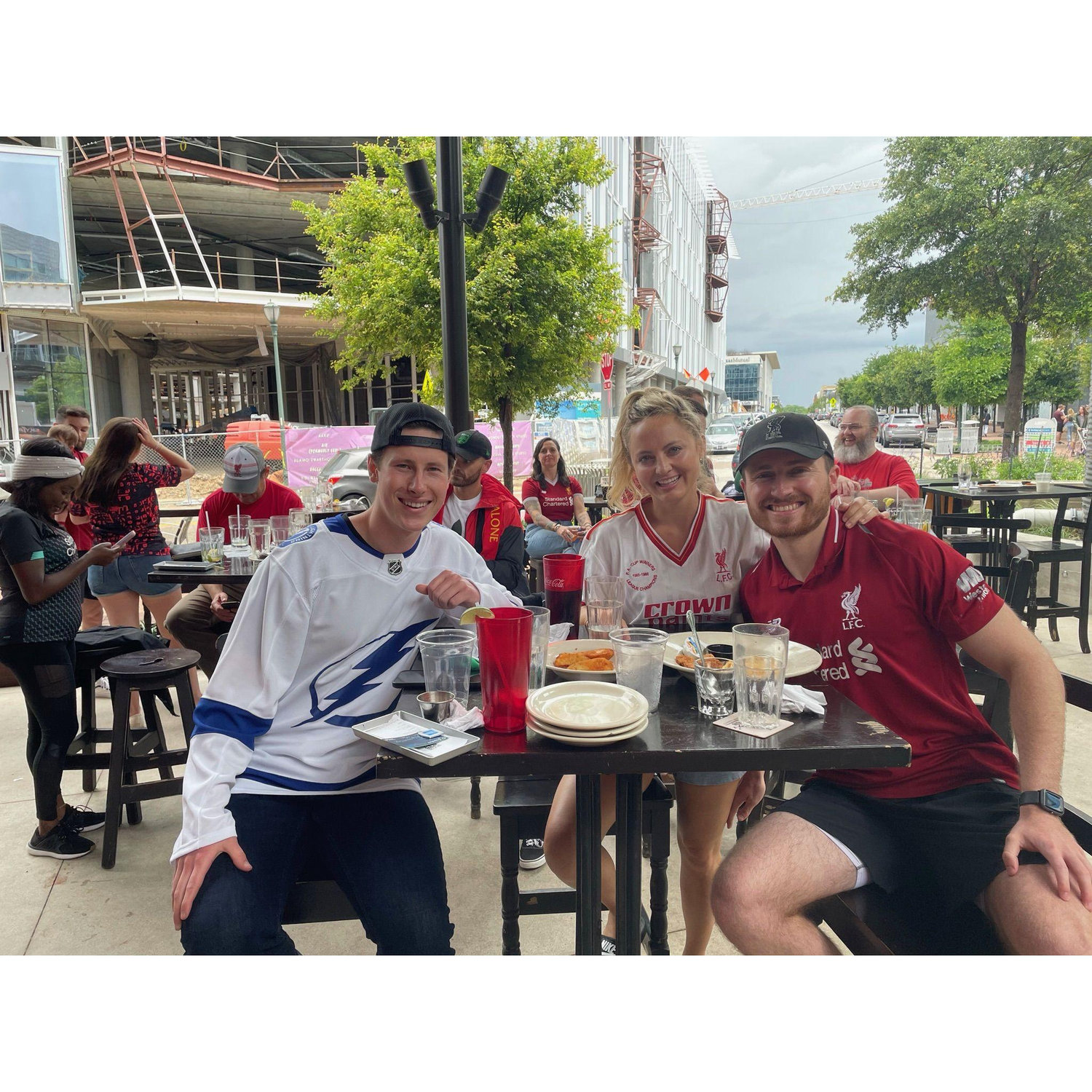 Sara's first visit to Austin, and naturally, we spent the first morning watching the Reds win at the local Liverpool bar. It seems Kiernan thought we were going to an NHL game.