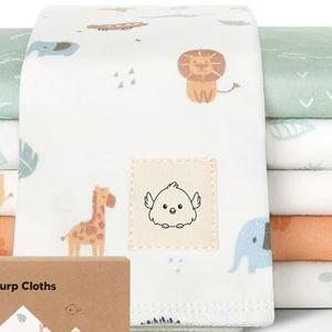 Organic Burp Cloths Baby Boy, Girl - 6-Pack Large 100% Cotton Burping Cloths for Babies, Spit Up Rags, Super Absorbent, Ultra Soft Newborn Rag, Gender Neutral, Machine Washable, Durable (Wilderness)