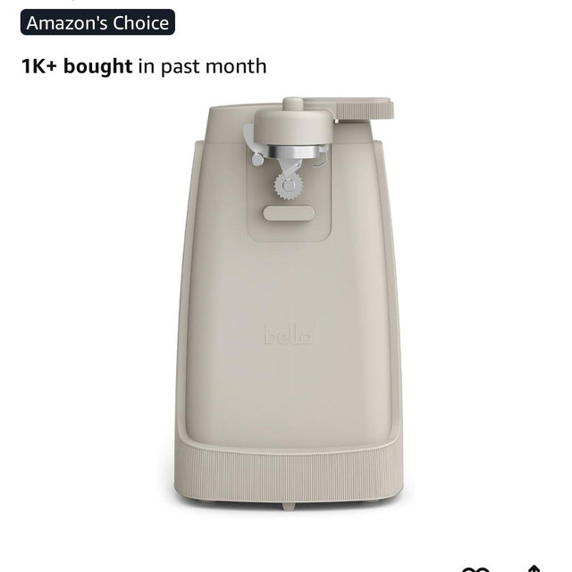 bella Electric Can Opener and Knife Sharpener, Removable Cutting Lever, Cord Storage, Stainless Steel Blade, Oatmilk