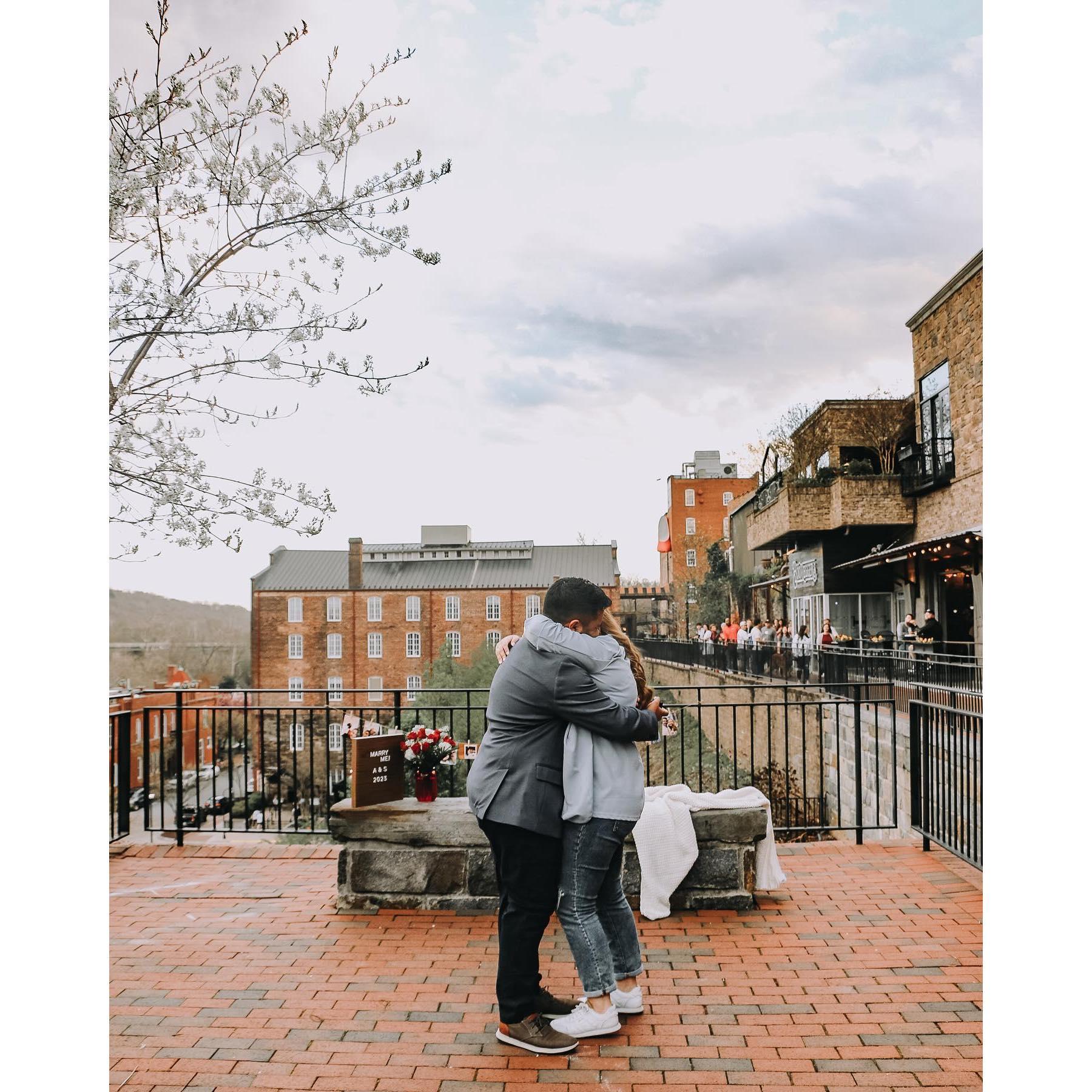 Our first hug as fiances!