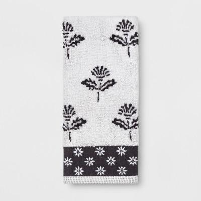 Sculpted Floral Hand Towel Black/White - Threshold™