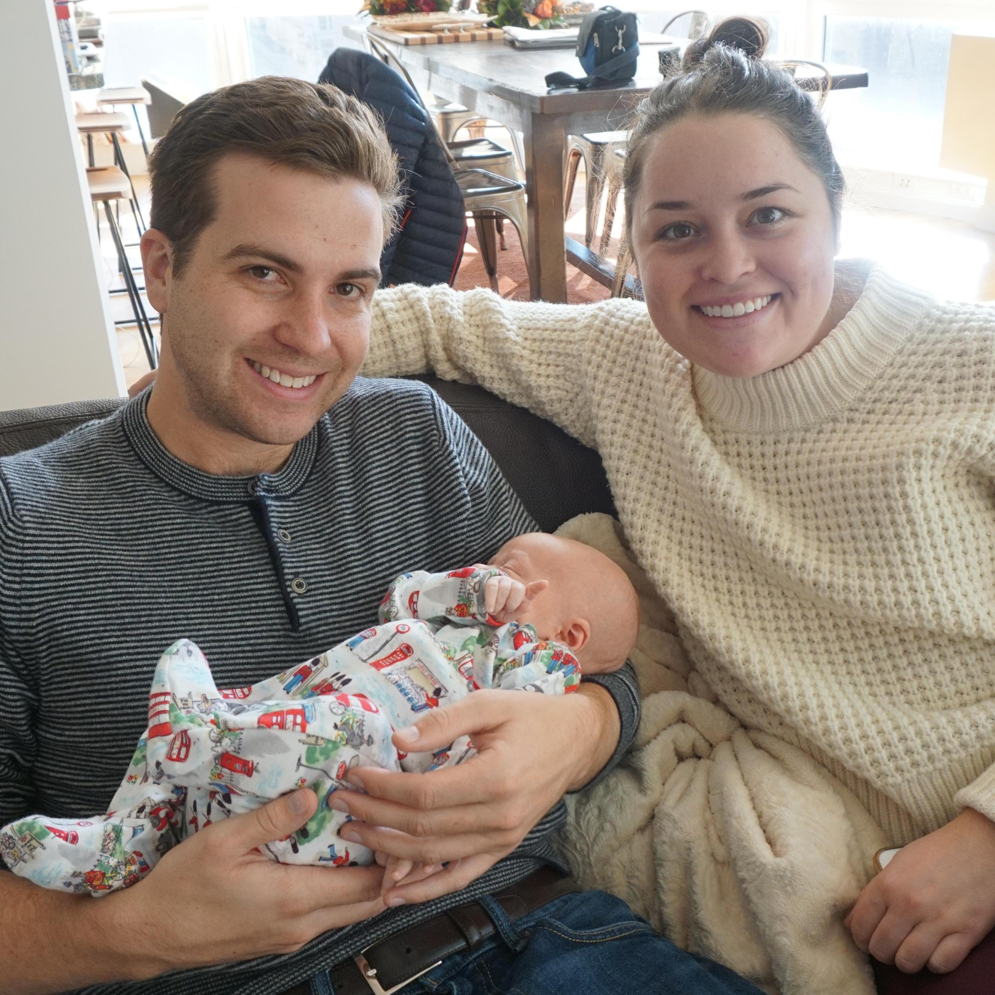 Snuggling with our nephew Noah, November 2018