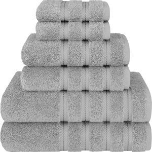 (Light Grey) American Soft Linen Luxury 6 Piece Towel Set, 2 Bath Towels 2 Hand Towel 2 Washcloths, 600 GSM 100% Cotton Turkish Towels for Bathroom, Light Grey Towel Sets