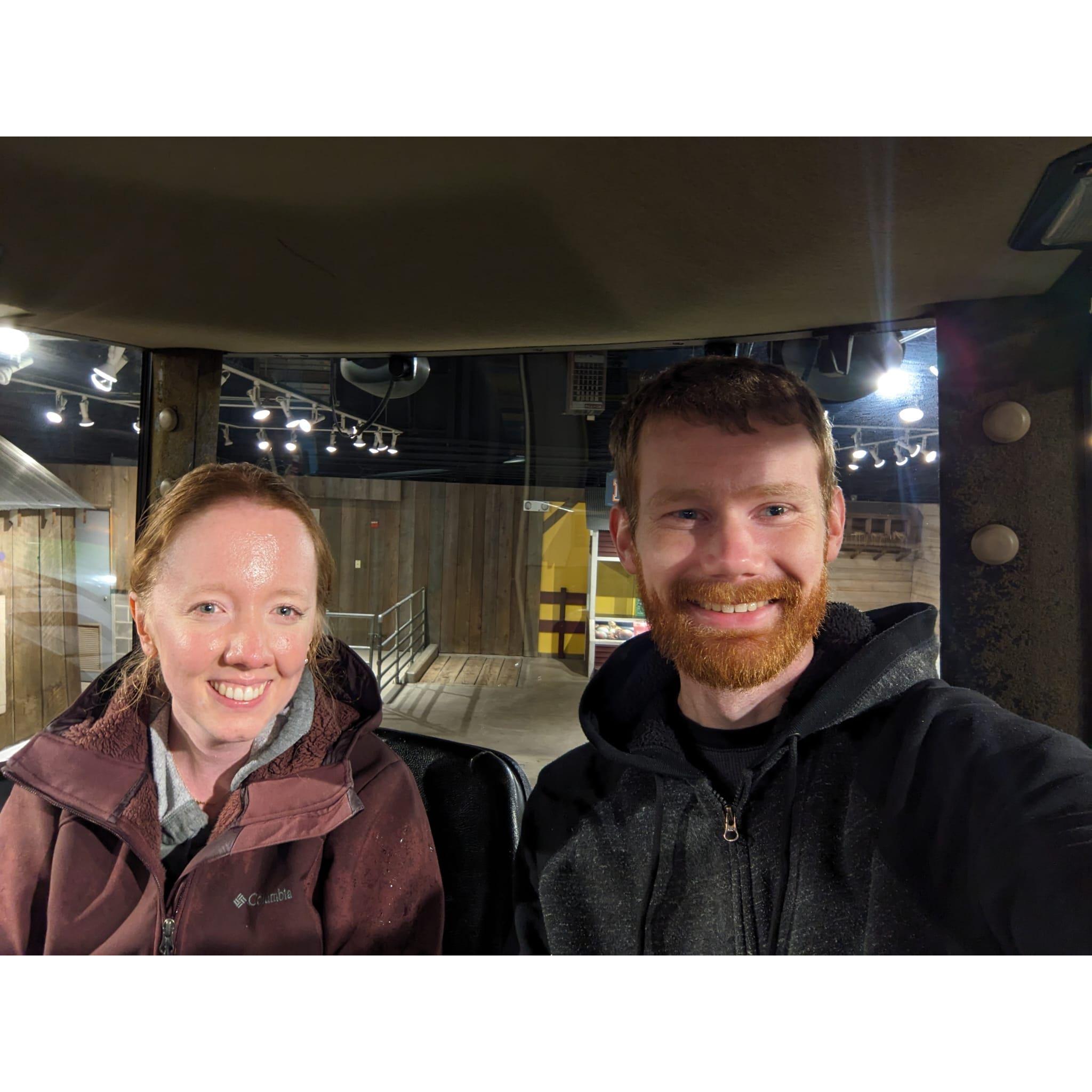Sitting inside a tractor at Lincoln Park Zoo
