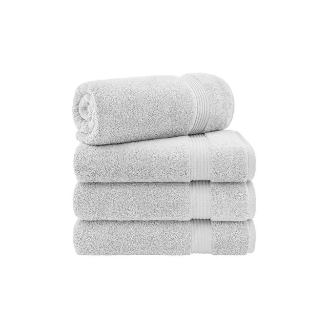 American Soft Linen Bekos 4 Pack Bath Towel Set, 100% Cotton Bath Towels for Bathroom, Silver