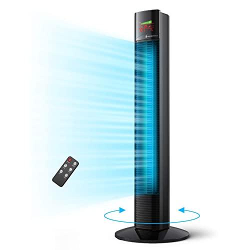 Tower Fan, Taotronics 36” Oscillating Tower Fan with Remote, Quiet Cooling, 3 Modes, 3 Speeds, LED Display, 12-Hour Timer, Space-Saving, Portable Floor Bladeless Fan for Bedroom Living Rooms