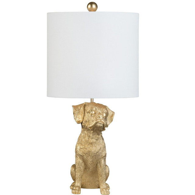 Crestview Collection 22.25"H Gold Resin Boxer Dog Table Lamp With Shade