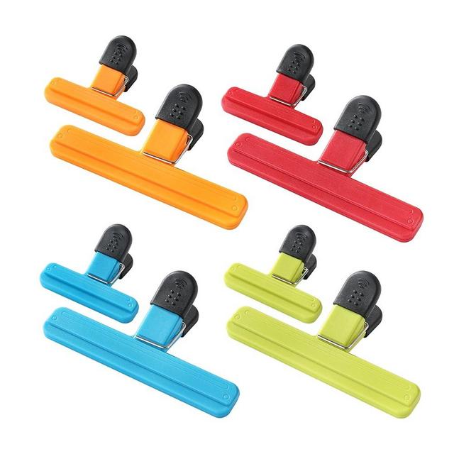 8PCS Chip Bag Clips, HIA Stylish Wide Open Bag Clips for Food Storage, Heavy Seal Grip, Assorted Size (6"*3.3" for 4 and 3"*2.5" for 4)