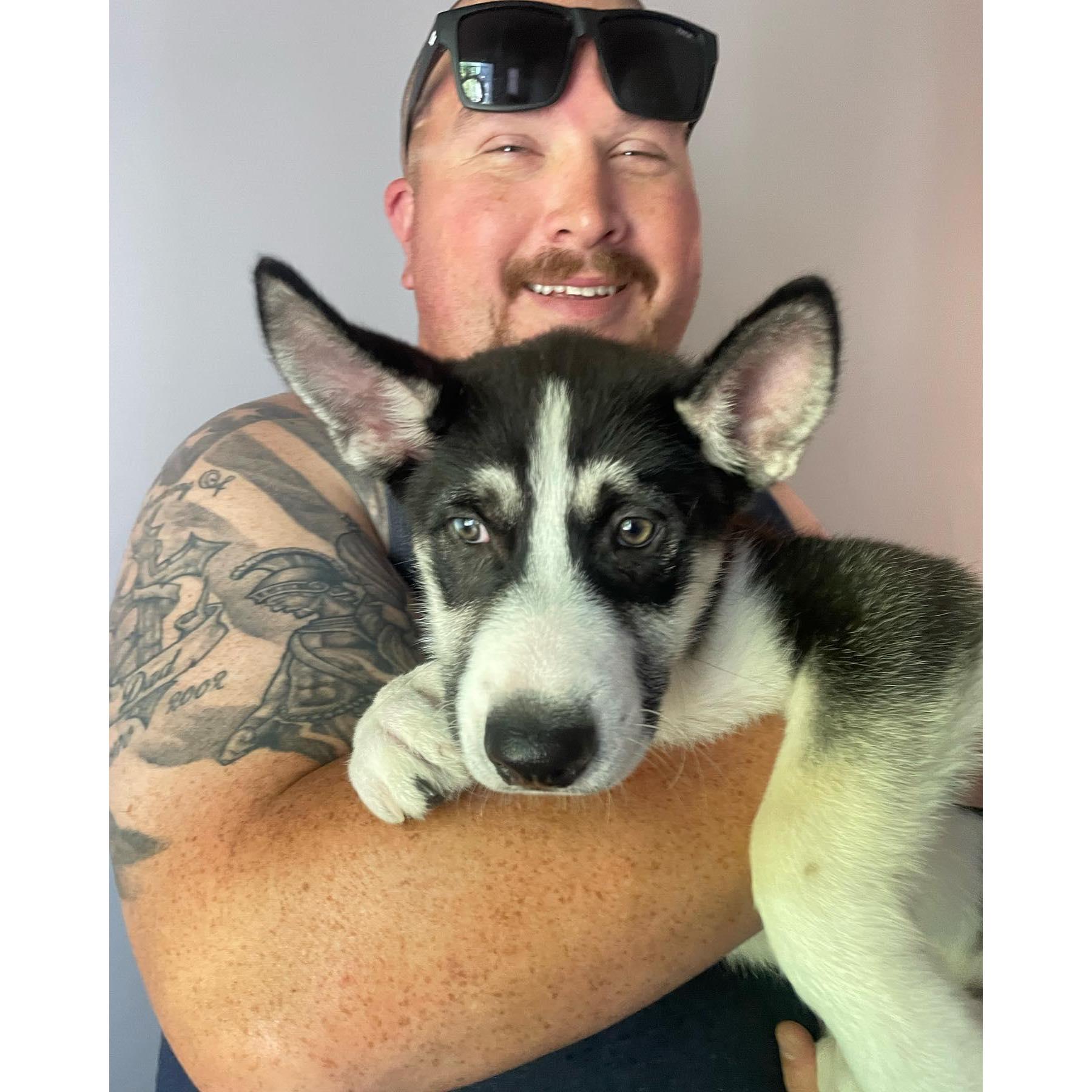 The day we adopted our dog Opie. He was Brandon's first Father's Day gift. He is a mamas boy now!