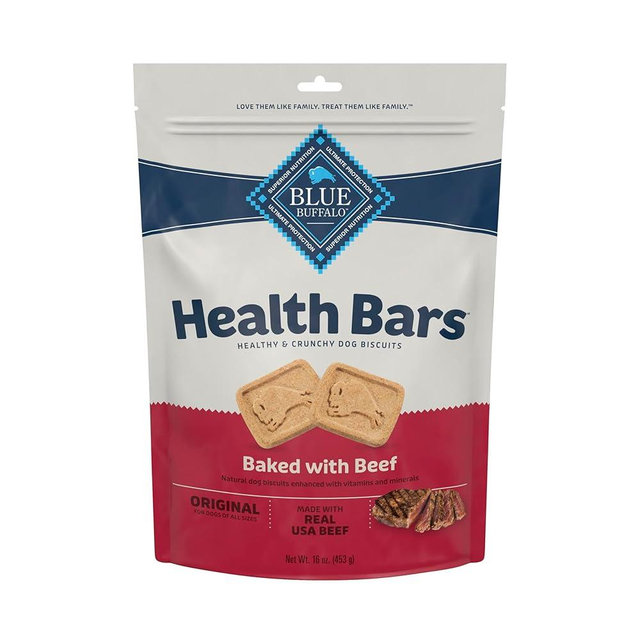 Blue Buffalo Health Bars Crunchy Dog Biscuits, Oven-Baked With Natural Ingredients, Beef, 16-oz Bag