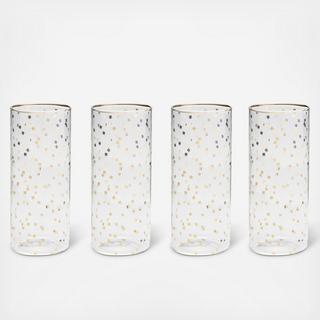 Bubbly Bar Highball Confetti Glass, Set of 4