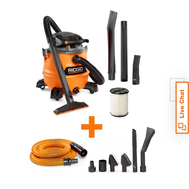 16 Gal. 6.5 Peak HP NXT Shop Vacuum Wet Dry Vac with Detachable Blower, Filter, Accessories and Car Cleaning Kit HD1600C