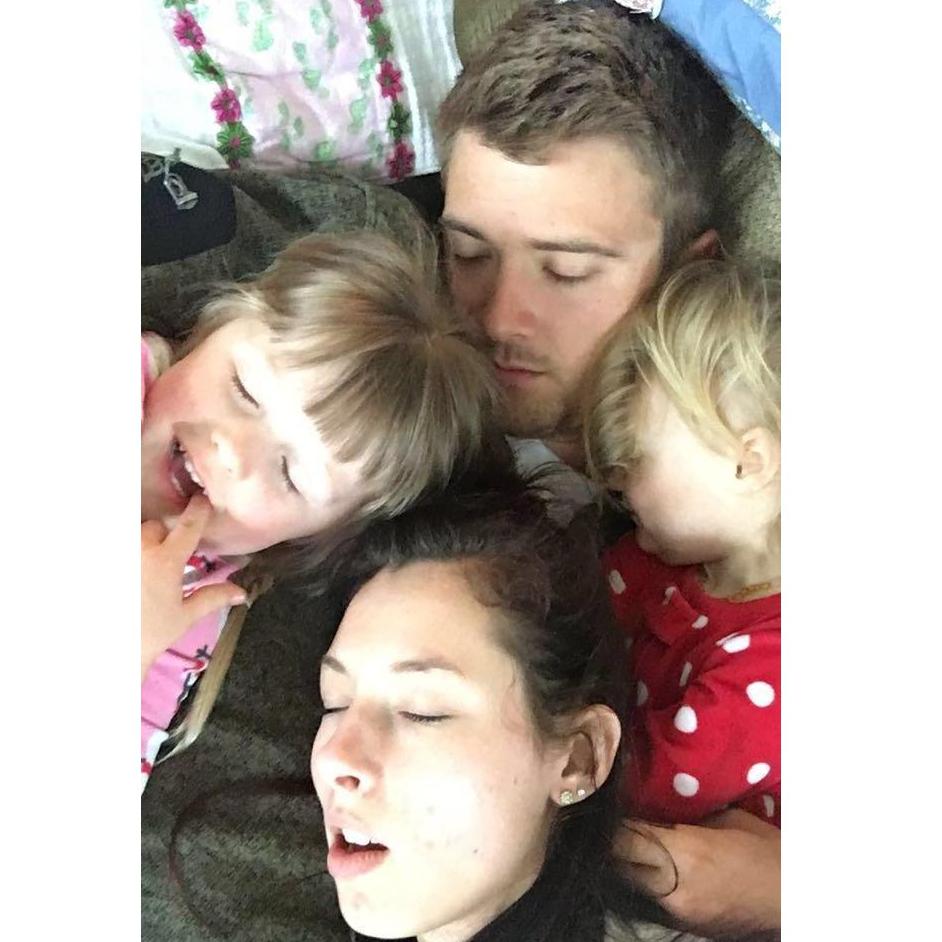 Teaching the little's how to fake sleep.