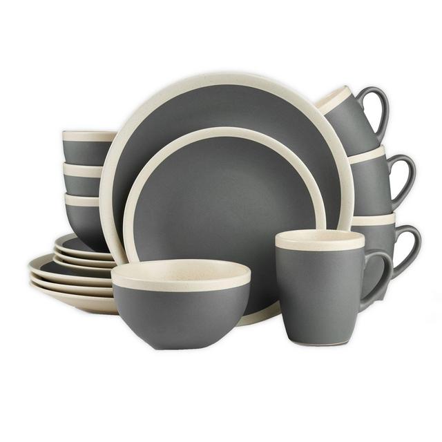 Stone Lain 16-Piece Dinnerware Set in Grey/Cream