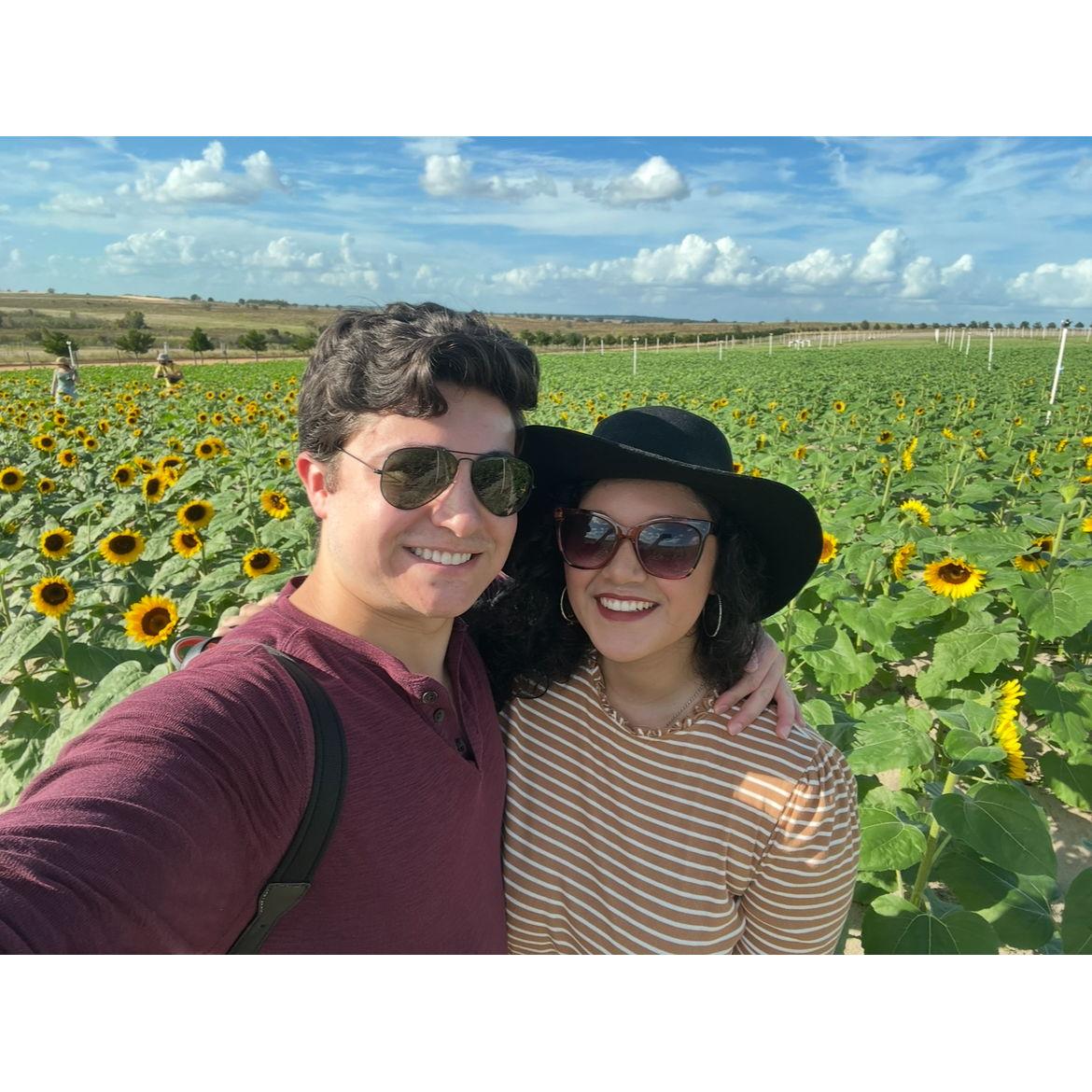 Visiting a sunflower patch at Southern Hill Farms. October, 2022