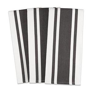 Heavyweight Striped Kitchen Towels in Grey (Set of 3)