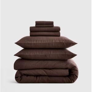 European Linen Deluxe Bedding Bundle in Espresso - KING