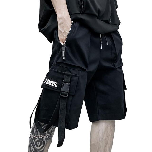 XYXIONGMAO Men's Joggers Techwear Black Hip Hop Cargo Shorts Streetwear Sweatpants Cargo Pants for Men