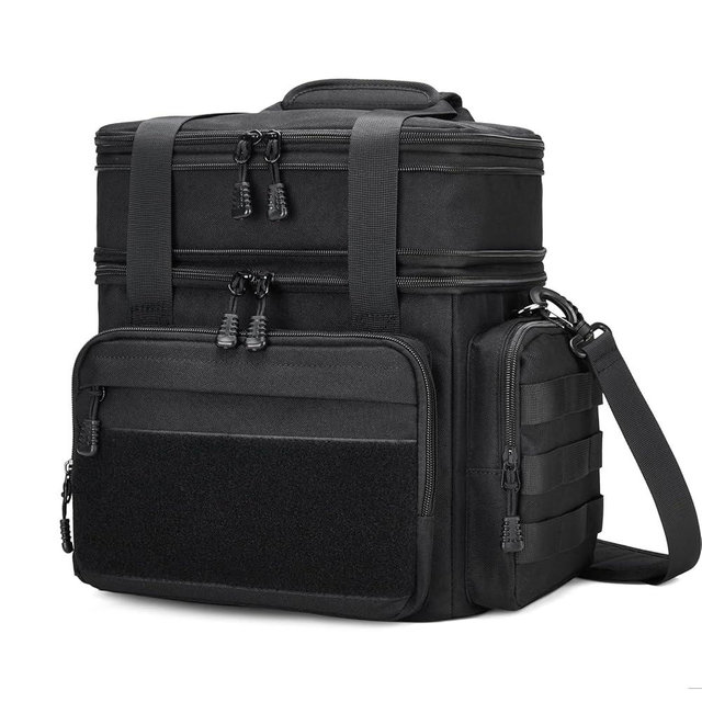 Gafetrey Tactical Lunch Box for Men, Insulated Lunch Bag Adult, Thermal Lunchbox Leakproof Waterproof Cooler Bag, Large Lunch Pail for Work Office Camping Travel (Black)