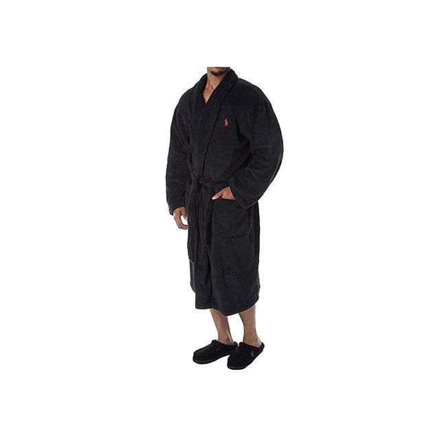 Polo Ralph Lauren Microfiber Plush Long Sleeve Shawl Collar Robe