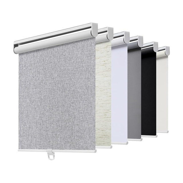 Cordless Roller Shades Blackout Blinds for Windows Room Darkening Rolled Up Shades with Spring System, UV Protection Natural Linen Fabric Window Shades Door Blinds for Home,24" W x 72" H, Heather Grey