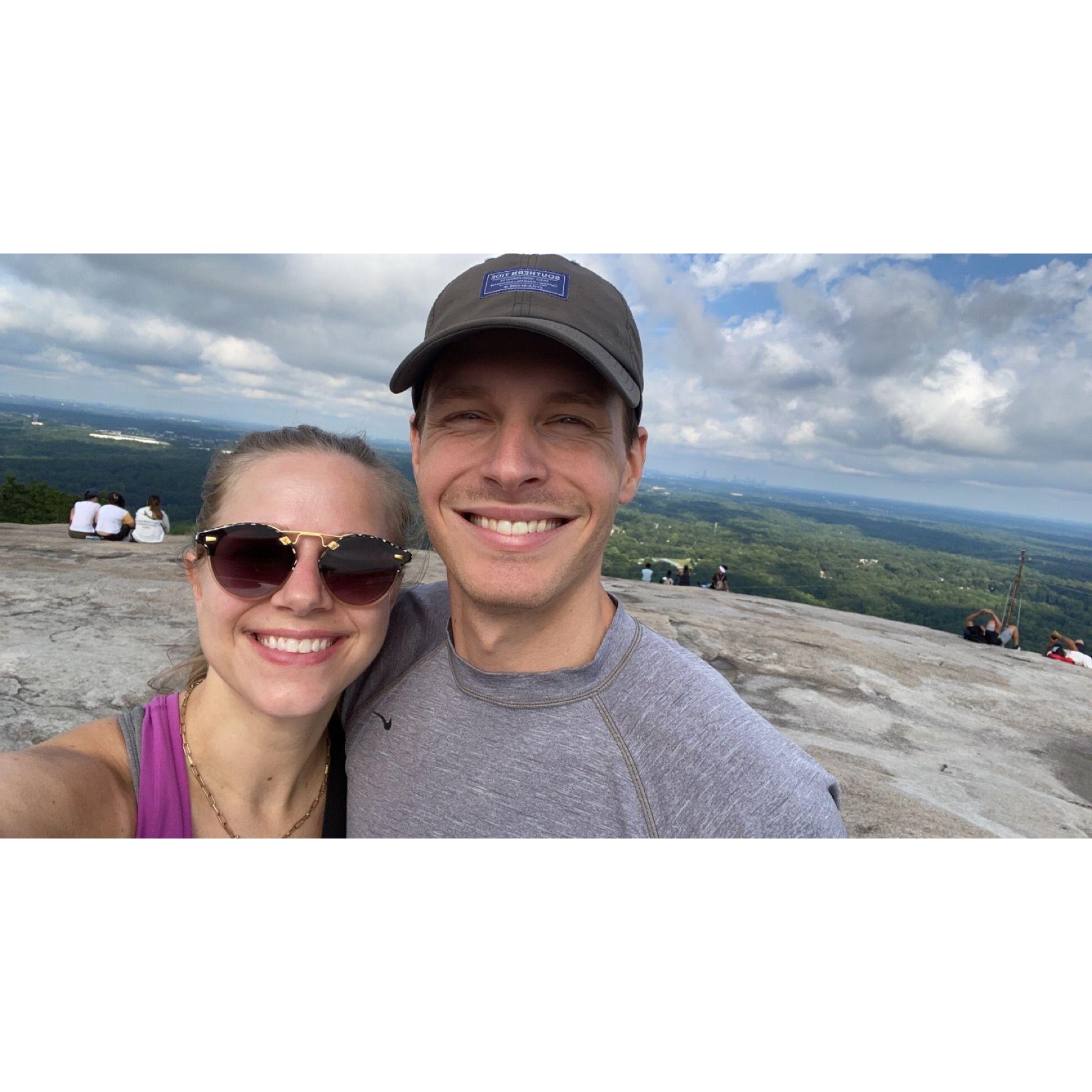 Our second date was hiking Stone Mountain in Atlanta. We like to go back every year on our anniversary and snap a pic!