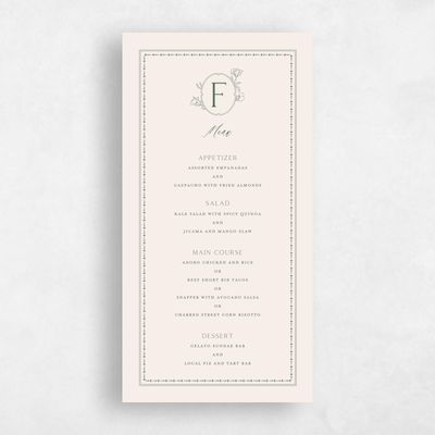 Green Elegant Wedding Menu - Piran