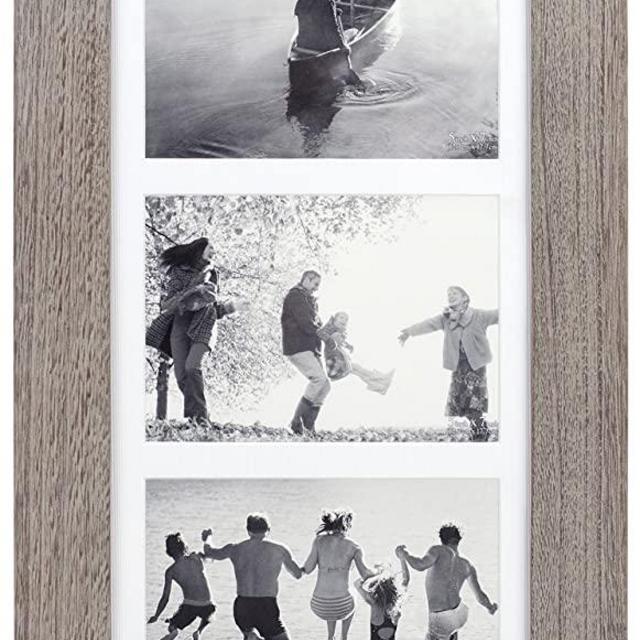 Malden International Designs Manhattan Distressed Mat Picture Frame, 3 Option, 3-5x7 , Gray