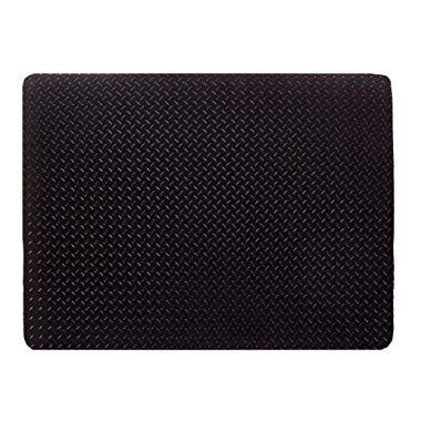 Resilia - Grill and Garage Protective Mat - Decorative Embossed Diamond Plate Pattern - Black, (3 Feet x 4 Feet)