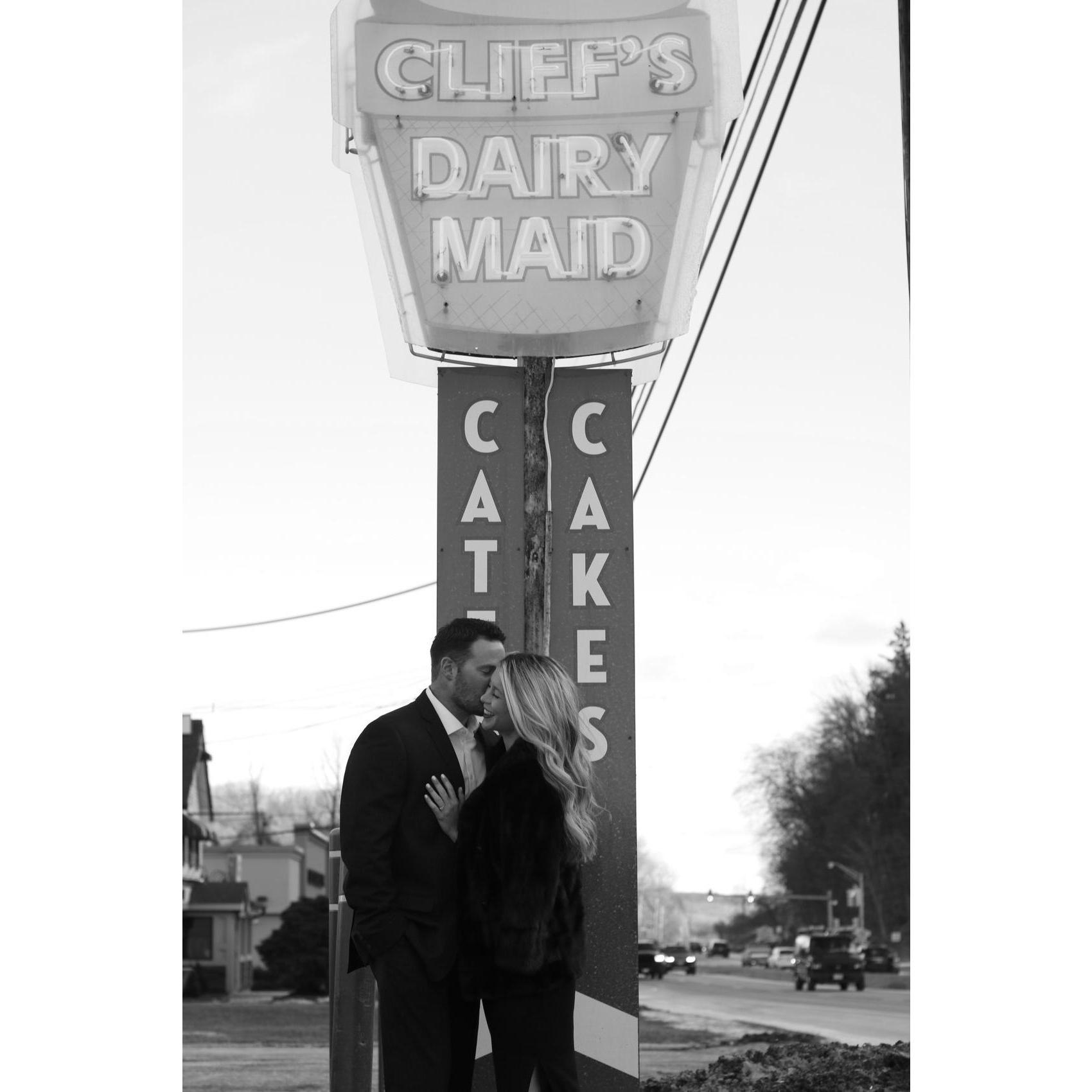 On January 19th 2022, Matt got down on one knee in our favorite ice cream parlor's parking lot.