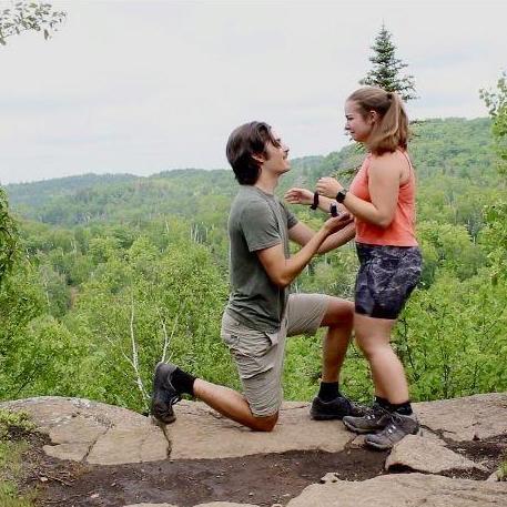 On 06.29.23 Matt proposed during a hike at Bean & Bear lake(yes, Cailyn's shortness is very noticeable here).