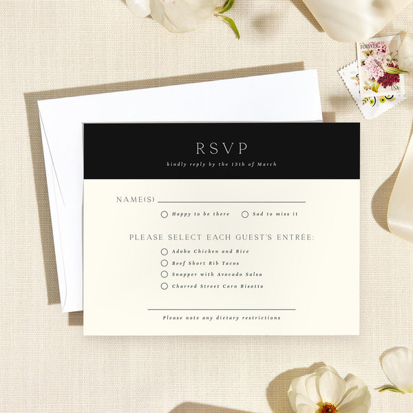Zariah Portrait | Black | Zola Wedding Invitations