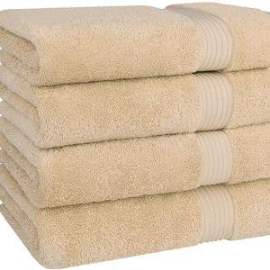 Cotton Paradise 4 Piece Turkish Bath Towels for Bathroom, 100% Cotton Extra Large Soft Plush Towels Bathroom Set, Beige