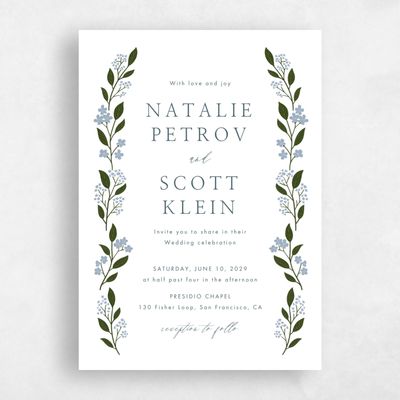 White Wedding Invitation - Ortensia Portrait