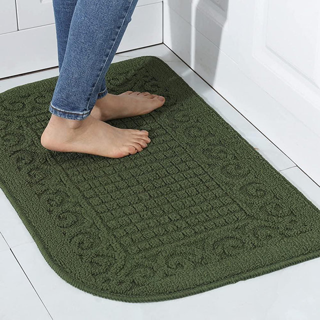 COSY HOMEER 32X20 Inch Anti Fatigue Kitchen Rug Mats are Made of 100% Polypropylene Half Round Rug Cushion Specialized in Anti Slippery and Machine Washable (32x20in Green 1pc)