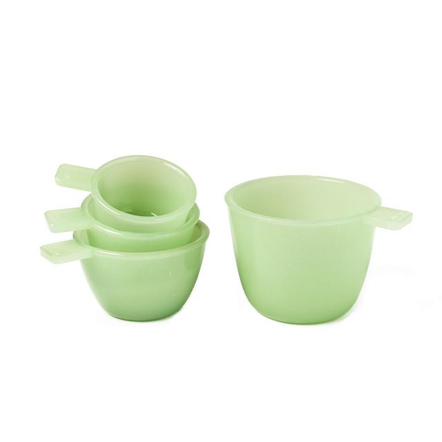 Set of 4 Jade Green Glass Measuring Cups - Vintage Country Kitchen Accents