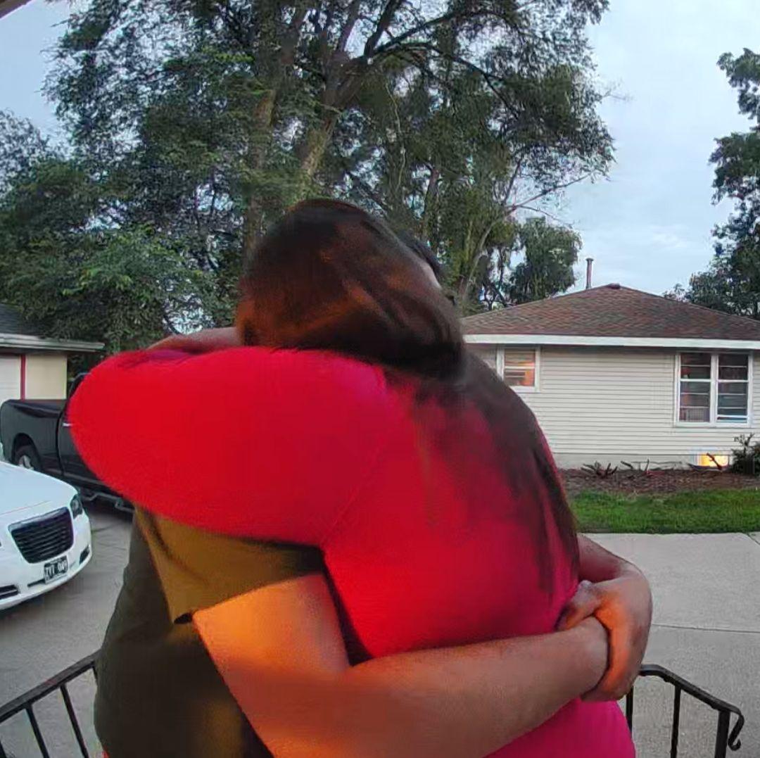 Our ring camera capturing our hug.