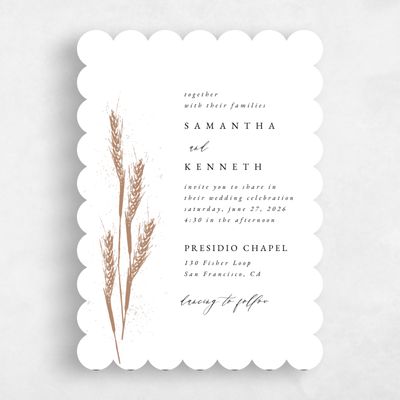 Brown Scalloped Wedding Invitation - Alder Wheat