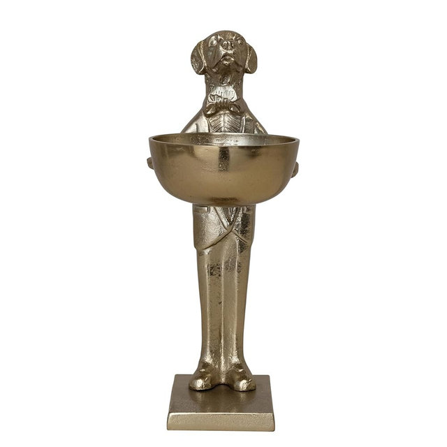 Creative Co-Op Cast Aluminum Labrador Holding Bowl, Gold Finish