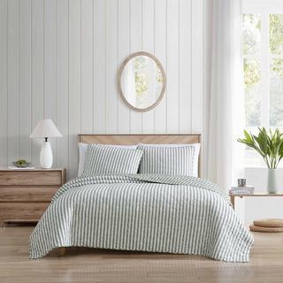 Willow Way Ticking Stripe 3-Piece Reversible Quilt Set