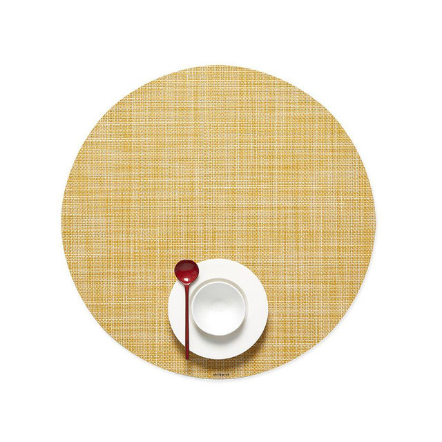 Chilewich Easy-Care Mini Basketweave Round Placemat, Ochre, Set of 4