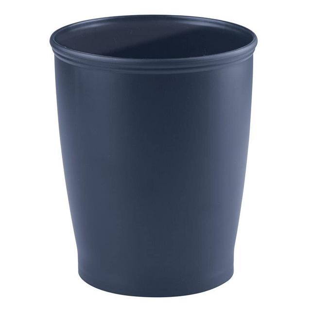 mDesign Modern Round Shatter-Resistant Plastic Small Trash Can Wastebasket, Garbage Container Bin for Bathrooms, Kitchens, Home Offices, Dorm Rooms - Navy Blue